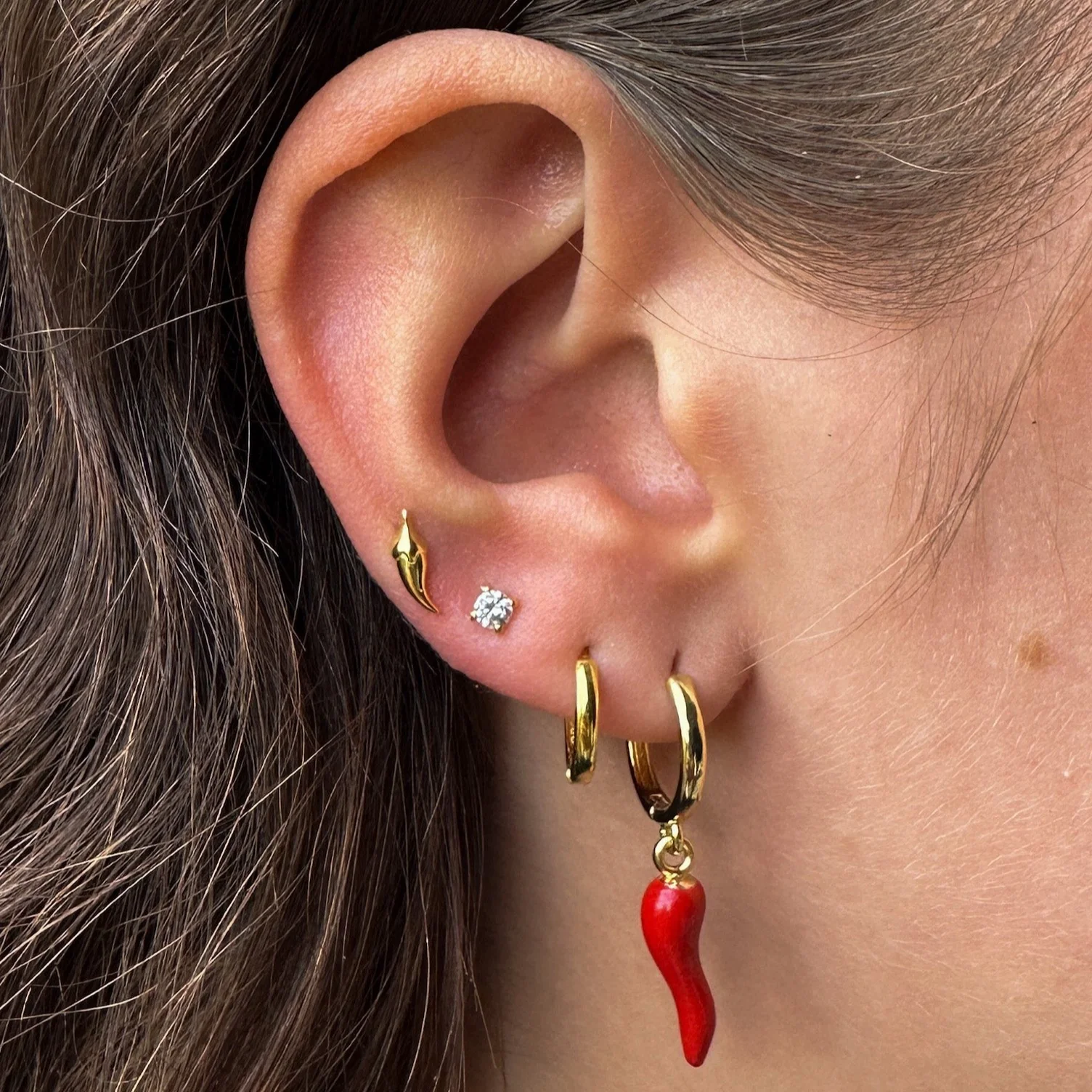 CORNICELLO EARRINGS GOLD - Image 3
