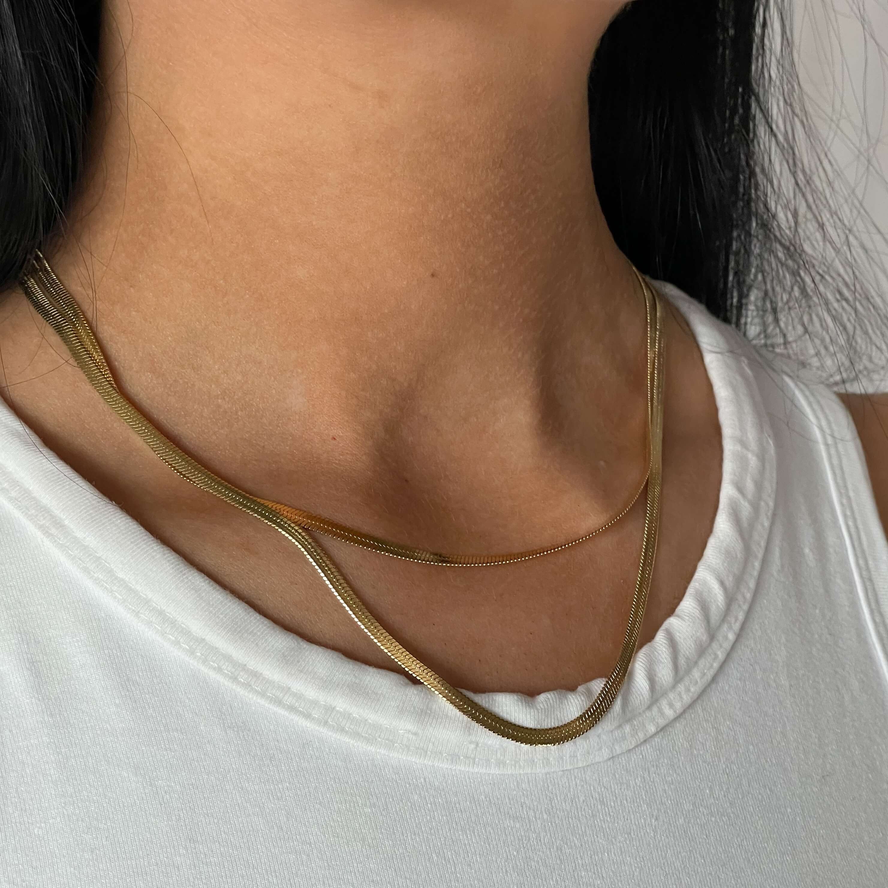 HERRINGBONE NECKLACE GOLD - Image 3